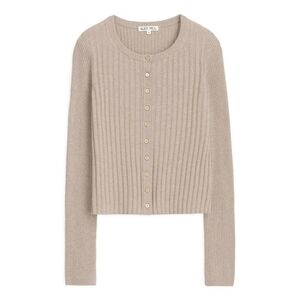 Alex Mill Kristin Ribbed Cardigan Pumice Rib Knit Sweater Cashmere Blend